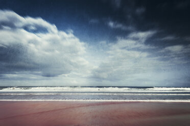 Tiny figure, waves, Atlantic Ocean, textured effect - DWIF000662