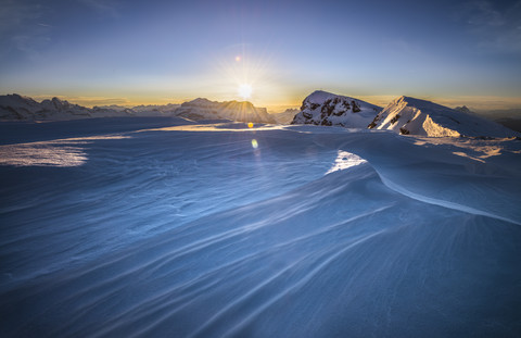 Italien, Südtirol, Dolomiten, Lagazuoi bei Sonnenuntergang, lizenzfreies Stockfoto