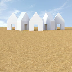 3d Illustration, weiße Häuser am Sandstrand - UWF000716
