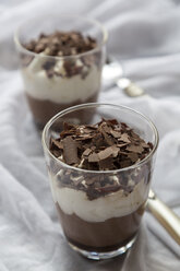 Glasses of layered chocolate dessert - SARF002416