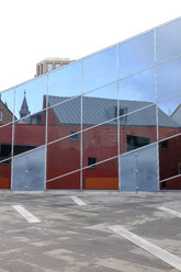 Germany, Aachen, Square, Aachen Fenster, reflection in glass front - HLF000938