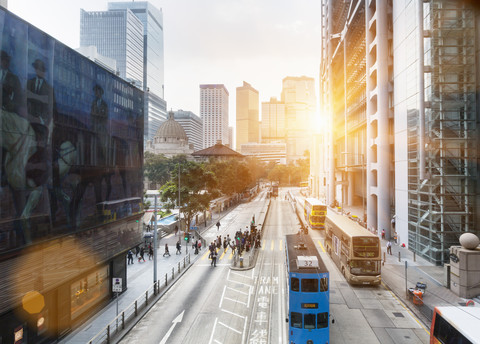 China, Hongkong, Verkehr im Zentrum von Hongkong, lizenzfreies Stockfoto