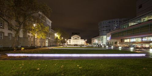 Germany, North Rhine-Westphalia, Duisburg, theater and Citypalais at night - WIF003084