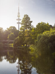 Germany, Hamburg, view to Heinrich-Hertz Tower at backlight - KRPF001695