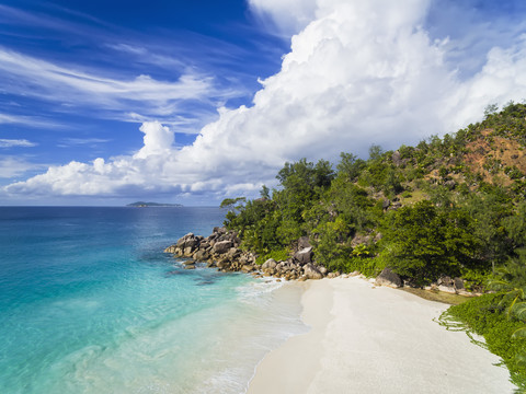 Seychellen, Praslin, Strand, lizenzfreies Stockfoto