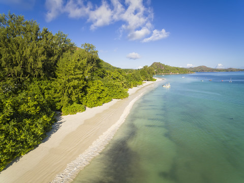 Seychellen, Praslin, Anse Lazio, Luftaufnahme, lizenzfreies Stockfoto