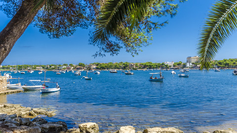 Spain, Mallorca, Portocolom, harbour stock photo