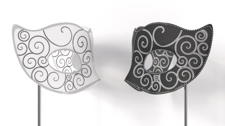 3D Rendering, schwarz-weiße Maske, starrender, weißer Hintergrund - AHUF000087