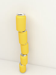 3D rendering, Stack of yellow drinking cans - UWF000739