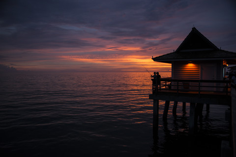 USA, Florida, Naples, Pier at sunset stock photo
