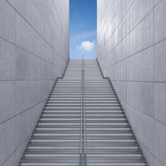Staircase in a building leading to the sky, 3d rendering - UWF000750