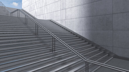 Treppe in einem Gebäude, die in den Himmel führt, 3d Rendering - UWF000751