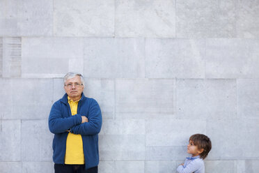 Grandfather and grandson making funny faces - VABF000059