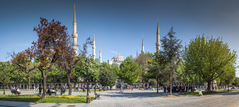 Turkey, Istanbul, view to Sultan Ahmed Mosque stock photo