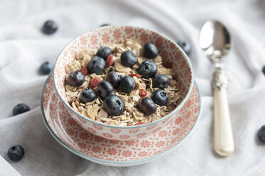 Bowl of blueberry muesli with wolfberries - SARF002475