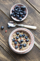 Bowl of blueberry muesli with wolfberries - SARF002476