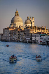 Italy, Veneto, Venice, Canal and Santa Maria della Salute in the evening - HAMF000131