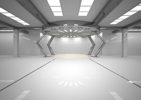 Empty futuristic room, 3D Rendering stock photo