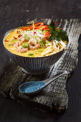 Schüssel mit asiatischer Curry-Kokos-Suppe 'Laksa' - SBDF002676