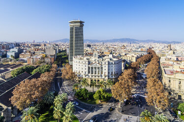 Spanien, Barcelona, Stadtbild von der Kolumbussäule aus gesehen - THAF001563