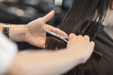 Friseur schneidet Haare eines Kunden - ZEF008206