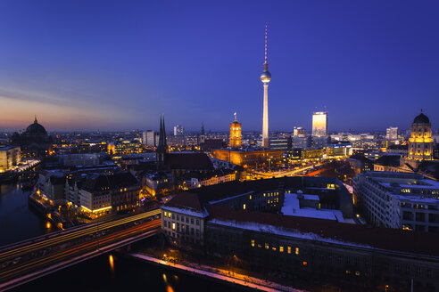 Germany, Berlin, Berlin-Mitte, panorama, cityscape, blue hour - ZMF000455