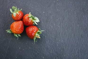 Vier Erdbeeren auf Schiefer - ABZF000182