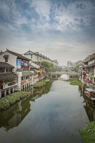 China, Shanghai, Kanal in der antiken Stadt Qibao, lizenzfreies Stockfoto