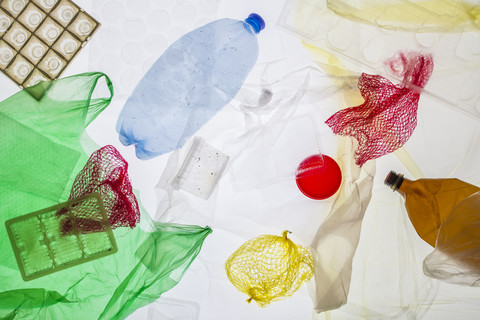 Different plastic waste stock photo