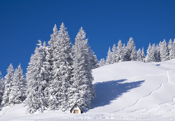 Deutschland, Oberbayern, Lenggries, Kapelle im Skigebiet am Brauneck - SIEF006947