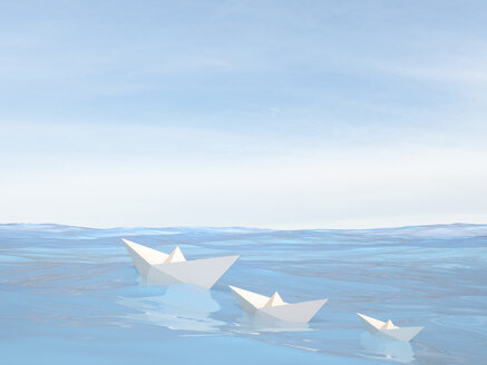 Kleine Papierschiffchen auf dem Wasser - AHUF000105