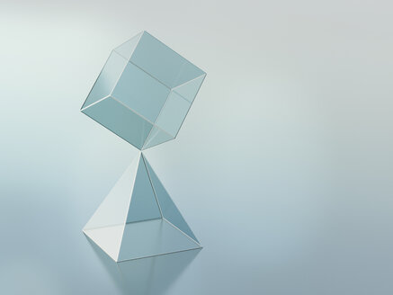 3D-Rendering, Quader auf Pyramide - UWF000764