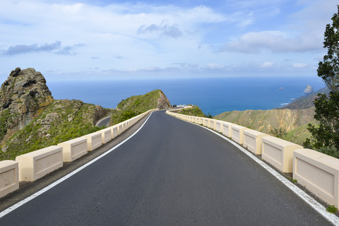 Spain, Canary Islands, Tenerife, Anaga Mountains, road stock photo