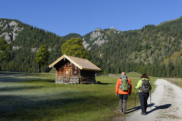 Austria, Tyrol, Karwendel, hikers in the Rohn Valley - LBF001382