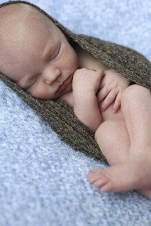 Schlafendes Neugeborenes auf einer Decke - SHKF000508