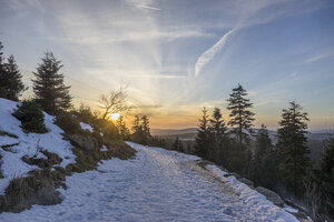 Deutschland, Sachsen-Anhalt, Nationalpark Harz, Weg im Winter - PVCF000785