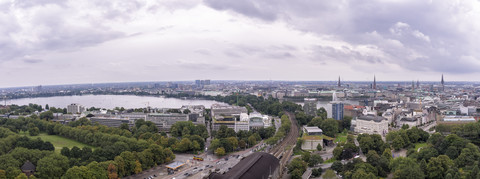 Germany, Hamburg, cityscape with Binnenalster and Outer Alster Lake stock photo