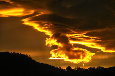 Spain, Asturias, Picos de Europa National Park, storm clouds at sunset - DSGF000951
