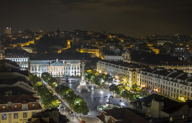 Portugal, Lisbon, Rossio Square at night - HLF000950