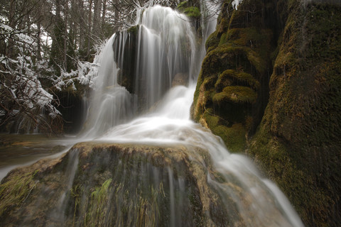 Spain, Cuenca, Waterfall at River Cuervo stock photo