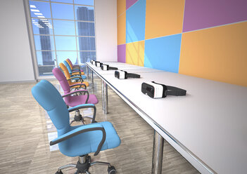 Row of Virtual Reality Glasses in a presentation room - ALF000681