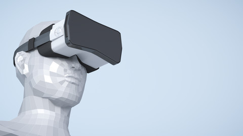 Dummy with Virtual Reality Glasses, 3D Rendering stock photo