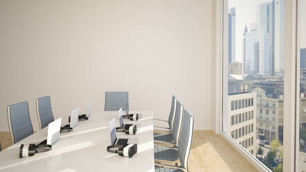 Conference table with virtual reality glasses, 3D Rendering - UWF000784