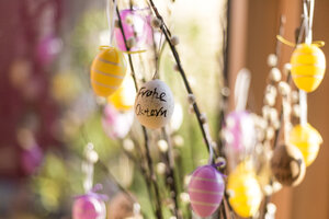 Twigs with willow catkins decorated with Easter eggs - SARF002607