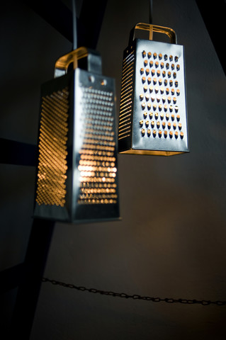 DIY, lamps, made of grater stock photo