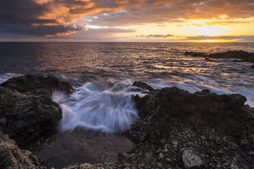 Spain, Tenerife, Landscape at the ocean at sunset - SIPF000239