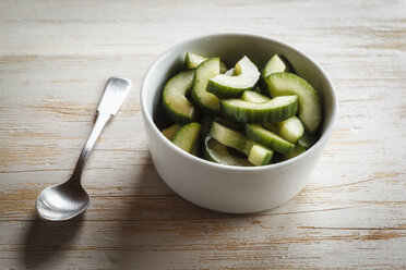 Cucumber salad in bowl, spoon - EVGF002833