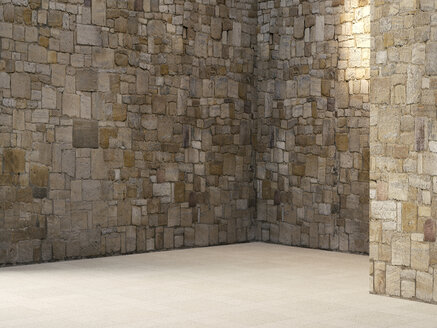 Empty room with natural stone walls - UWF000792