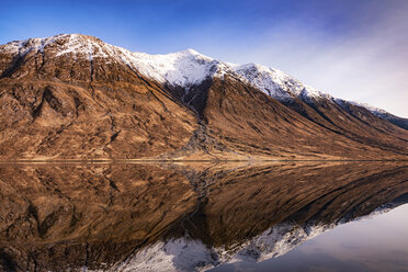 Scotland, Highlands, Loch Etive with snow-covered Ben Starav in the background - SMAF000450