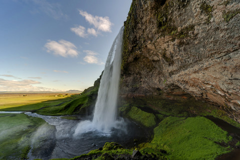 Island, Seljalandsfoss Wasserfall, lizenzfreies Stockfoto